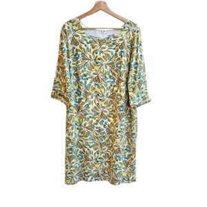 J.Jill Berry Olive Print Lightweight Dress with 3/4 Sleeves, Size Medium…